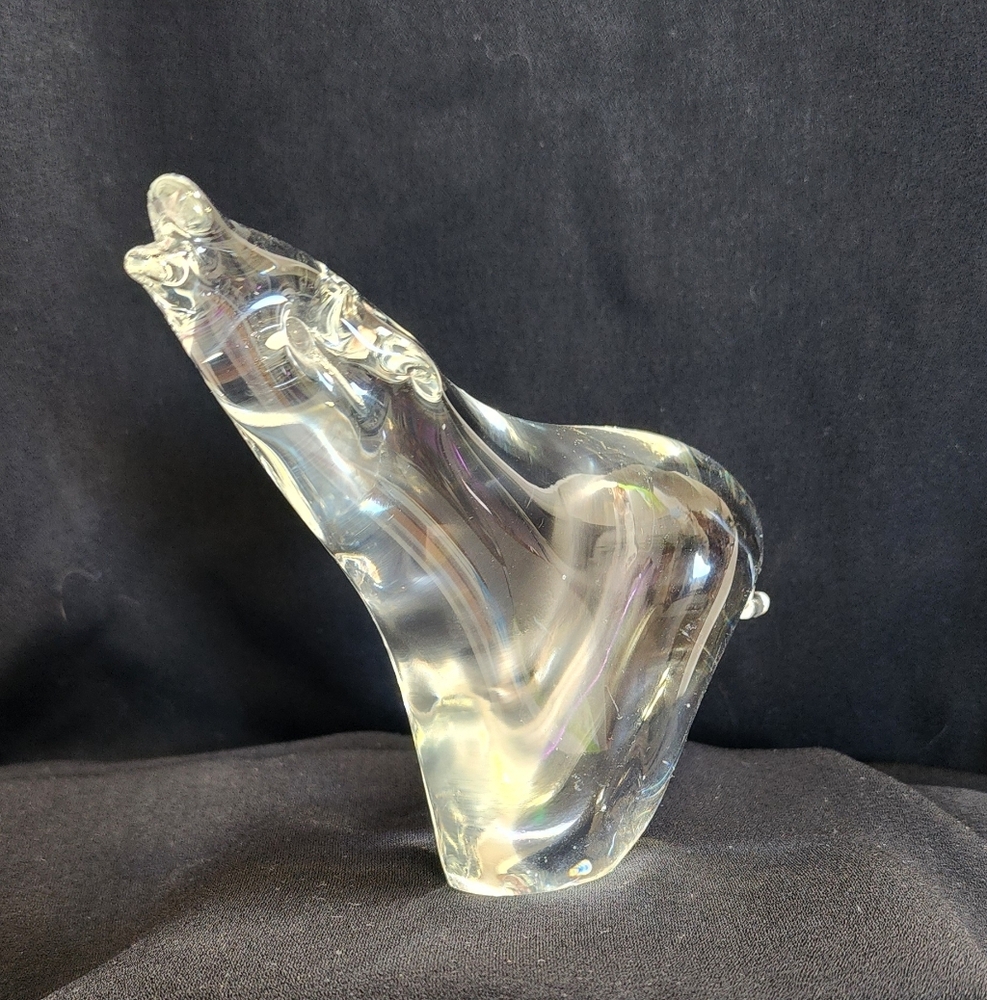 Signed Lane Clear Art Glass Polar Bear Figurine – Hand Blown Animal Sculpture - Picture 5 of 12
